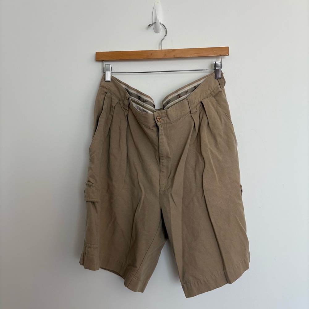 Kahala Mens Cargo Shorts Size 38 Tan Khaki Tencel Cotton Casual Comfy Hawaii